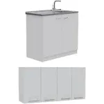 Home Square 2-Piece Set with Utility Sink with Cabinet and Wall Cabinet in White