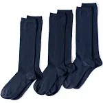 Lands' End Women's 3-Pack Seamless Toe Solid Trouser Socks - Small - True Navy