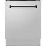 ZLINE Autograph Edition 24" 3rd Rack Top Control Tall Tub Dishwasher in Stainless Steel with Champagne Bronze Handle, 51dBa (DWVZ-304-24-CB)