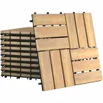 Costway 10PCS 12&#034; x 12&#034; Acacia Wood Tiles Interlocking Patio Pavers Check