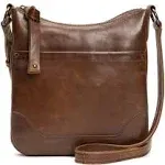 FRYE Melissa Swing Pack Zip Crossbody Bag in Dark Brown Chocolate Brown Leather