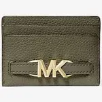 Michael Kors Reed Large Card Holder Wallet MK Signature Logo Leather (Black)