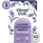 Cleancult Laundry Detergent Sheets - Resealable Box - 3 Stain Fighting Enzymes - Fresh Linen - 60 Loads - Free of Harsh Chemicals - No Mess - No Plastic Waste