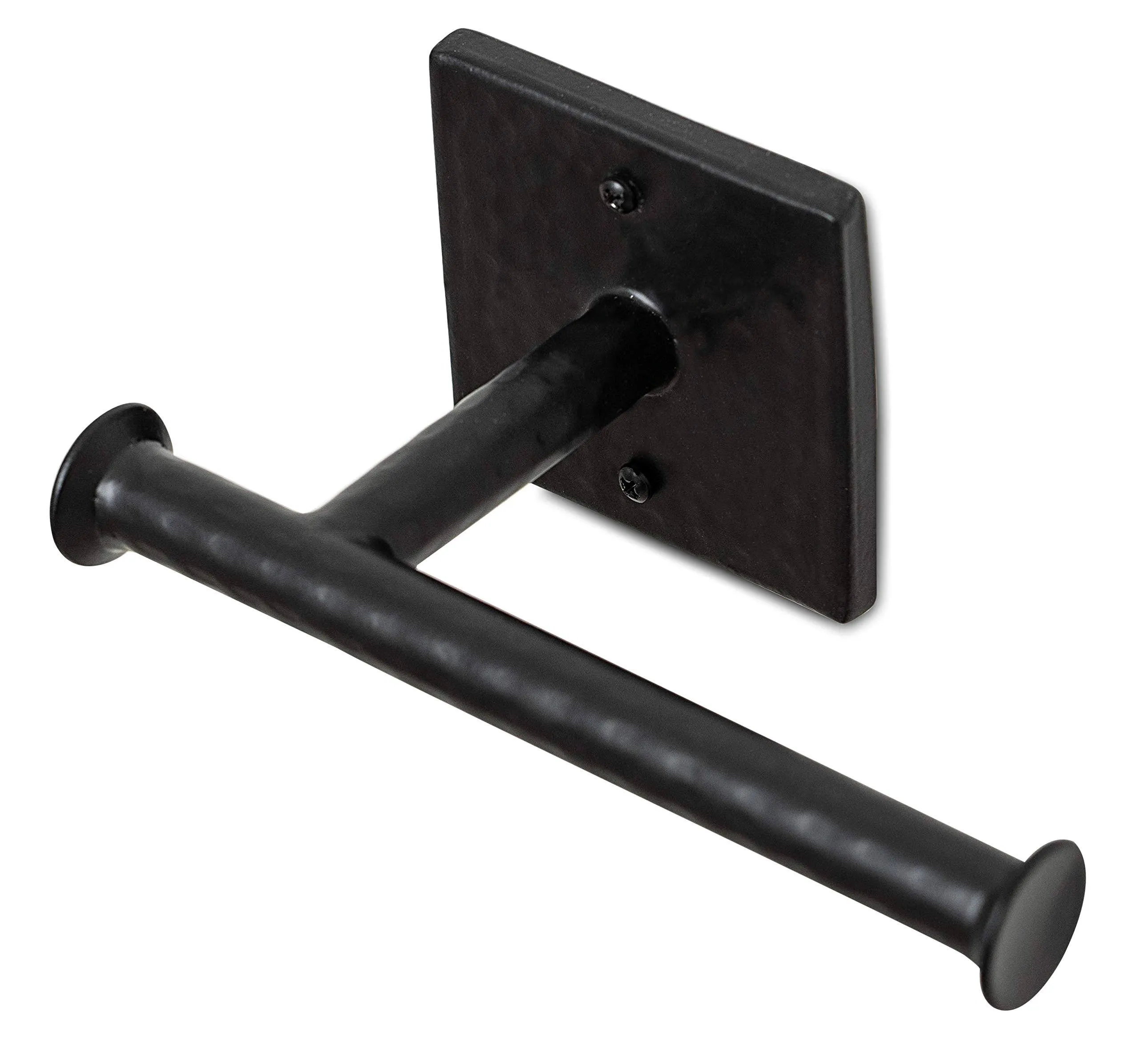 Monarch Abode 19133 Hand Hammered Metal Toilet Paper Holder and Dispenser for Bathroom Hardware and Storage, Holds, Dispenses, Mounting Hardware Included, Matte Black