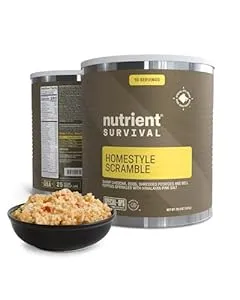 Nutrient Survival MRE Homestyle Scramble Eggs, Ready to Eat Meals (10 Servings) Freeze Dried Prepper Supplies & Emergency Food Supply, 40 Essential Nutrients, Shelf Stable Up to 25 Years, One Can