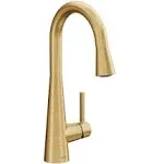 Moen 7664BG Sleek One-Handle High Arc Pulldown Modern Bar Faucet, Brushed Gold