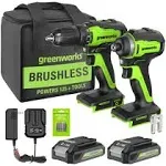 Greenworks 24V POWERALL Brushless Cordless Drill Impact Driver Kit