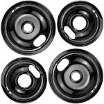 Stove Burner Drip Pans W10288051 Stove Burner Covers-2 Packs 6” W10290353 Black Porcelain Burner Drip Pans and 8" W10290350 Stove Top Covers for Electric Stove Stove by Sikawai