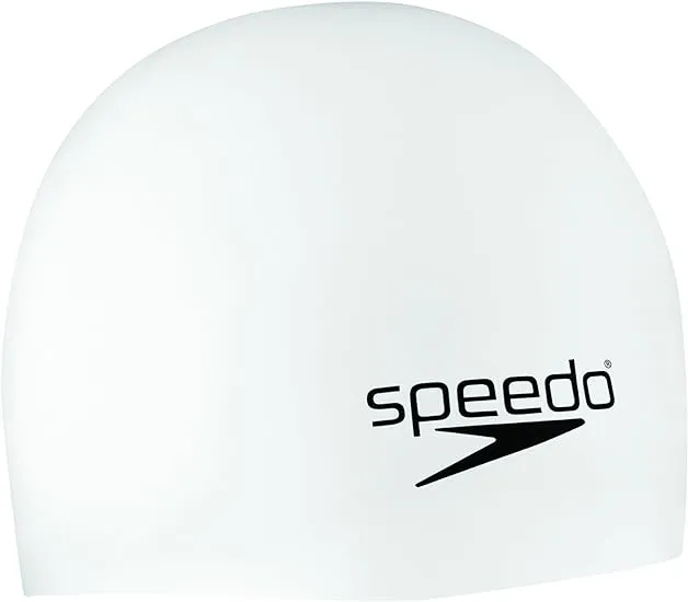 Speedo Elastomeric Solid Silicone Swim Cap - White