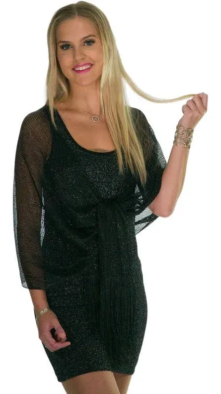 ShineGlitz Black Formal Dressy Shawls and Wraps for Evening Dresses, Womens, for Evening Wear