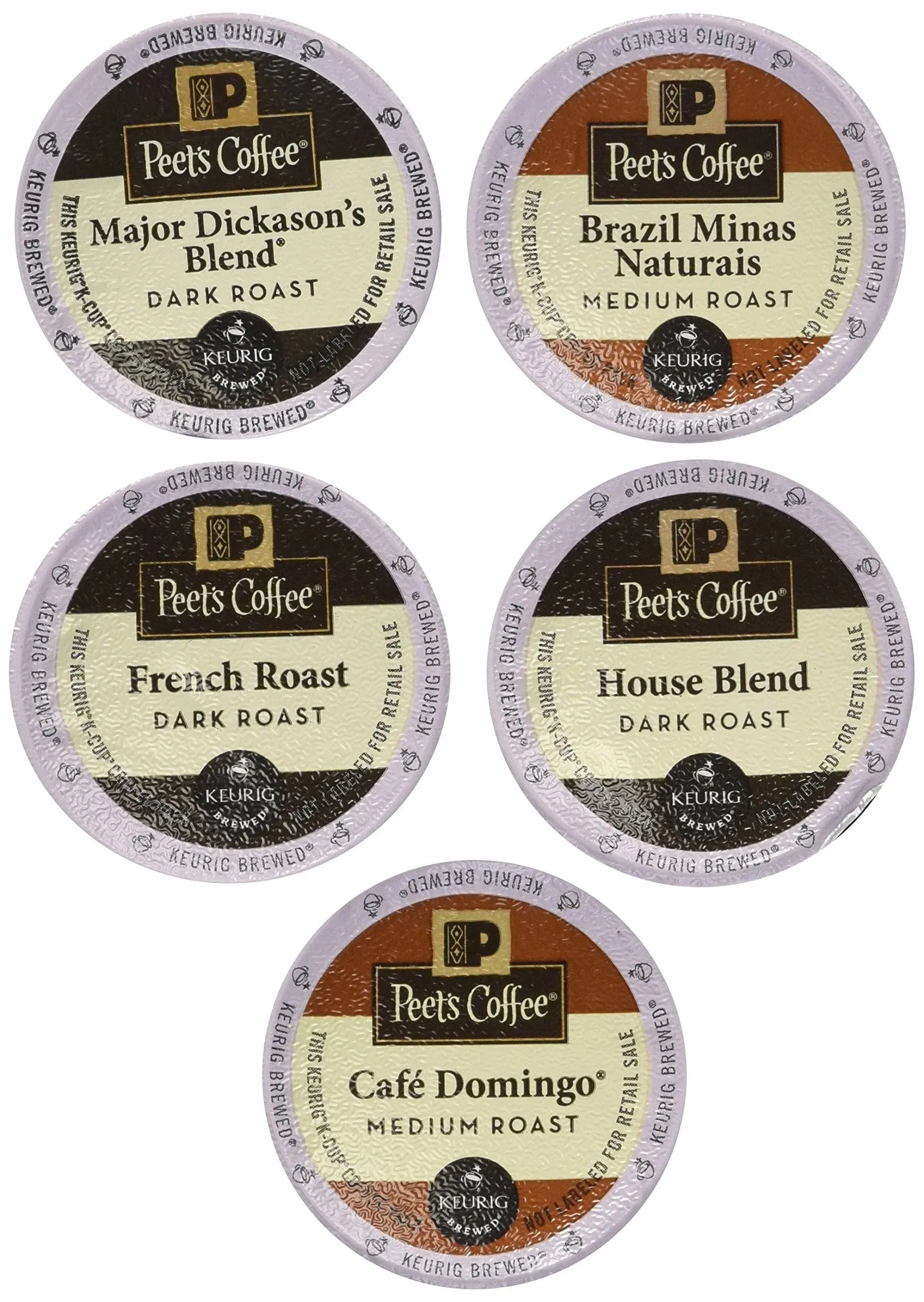 New! 20 K-Cup Peets Coffee Sampler Variety PackNo Decaf (2014 Brazil Minas ...