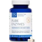 Essential Stacks Pure Digestive Enzymes (Gluten, Dairy & Soy Free) - 18 Enzymes for Digestion incl. Amylase, Lipase & Lactase - Vegetarian & Non-GMO (60 Capsules)