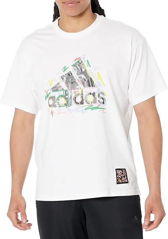 Adidas T-Shirt Men&#039;s Pride Graphic Logo Cotton Short Sleeves White Size XL NEW