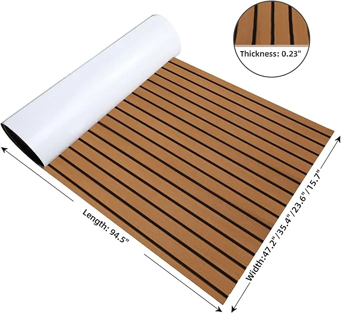 FOCEAN Boat Flooring EVA Foam Boat Decking Faux Teak Marine Flooring Boat Mat Boat Carpet Sheet for Motorboat RV Yacht Kayak Surfboard, 94.5"x 47.2"/35.4"/23.6"/15.7"