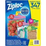 Ziploc Variety Total Bags, 347 Pack, 347 Piece Assortment, clear