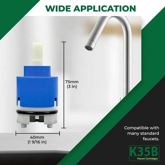 Kerox K40B 40mm Faucet Cartridge - Ceramic Mixing Single-Lever Cartridge, Bathroom Sink Faucets & Parts for Home Plumbing Repair and Improvement, fits La Torre & American Standard Faucets