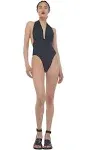 Norma Kamali Halter Low Back One Piece Swimsuit - Black