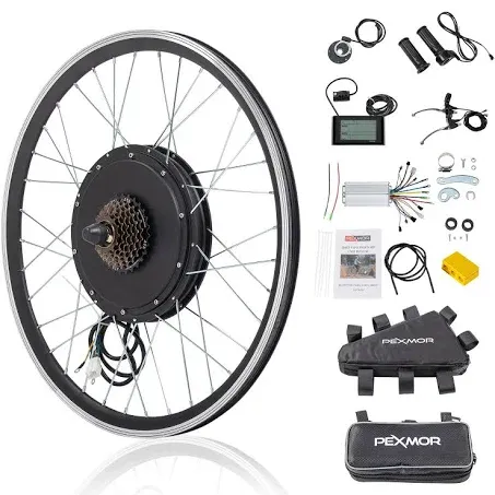 PEXMOR Electric Bike Conversion Kit, 48V 1200W 26" Front/Rear Wheel E-Bike Conversion Kit, Ebike Hub Motor Kit Upgrade 3 Mode Controller w/PAS/LCD Display/Twist Throttle Electric Bicycle Ebike Kit