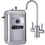 Ready Hot 1300W Instant Hot Water Tank, Compact, Brushed Nickel 2 Handle Faucet