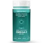 Iwi Omega-3, 120 Mini Softgels (60 Servings), Easy to Swallow, Plant-Based Algae Omega 3 with EPA + DHA, Whole-Body Support Dietary Supplement, Krill & Fish Oil Alternative, No Fishy Aftertaste