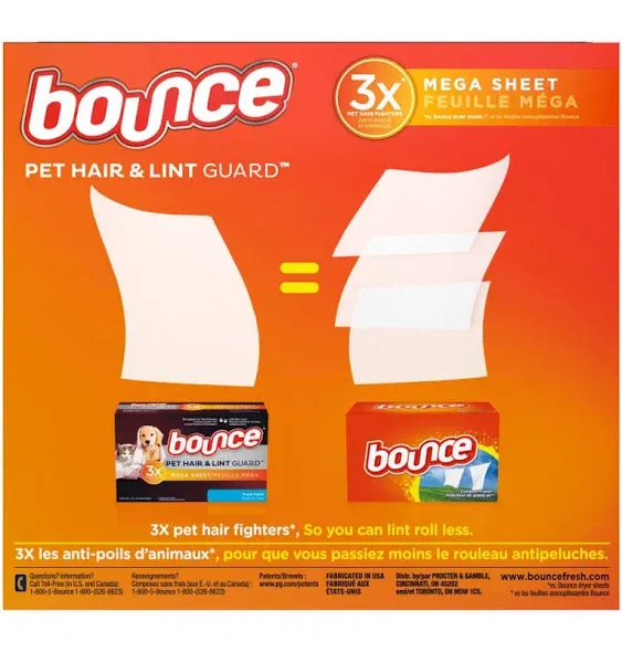 Bounce Pet Hair and Lint Guard Mega Dryer Sheets - Fresh Scent 160 ct