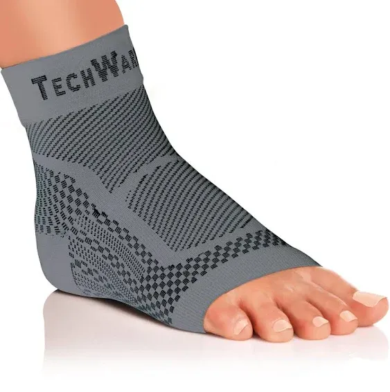 TechWare Pro Ankle Brace Compression Sleeve - Relieves Achilles Tendonitis, Joint Pain. Plantar Fasciitis Sock with Foot Arch Support Reduces Swelling & Heel Spur Pain. Injury Recovery for Sports