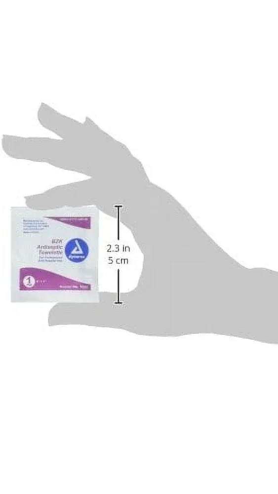 Dynarex BZK Antiseptic Towelettes - 5"x7" - Benzalkonium Chloride, Hand Sanitizing Wipes or First Aid Wound Wipes, 1 Case of 1000 (Packaging May Vary)