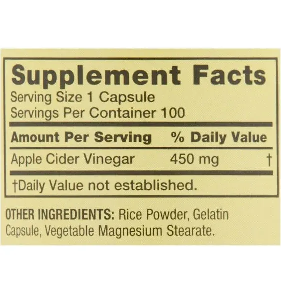 Spring Valley Apple Cider Vinegar Capsules- 450mg- 100 Count