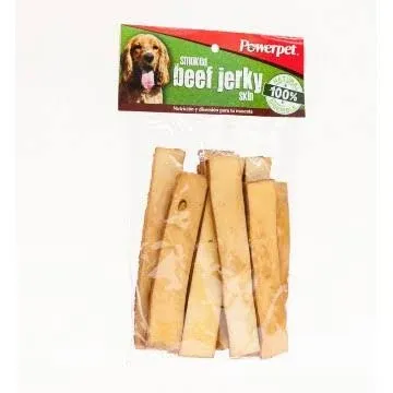 Powerpet All Natural Smoked Beef Jerky Skin 8oz, Premium Dog Treats