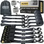 AUGO Ratchet Tie Down Straps 4 PK 4.5m 1000 kg Break Strength Safety Lock S Hooks for Moving Cargo, Appliances, Lawn Equipment, Motorcycle Include