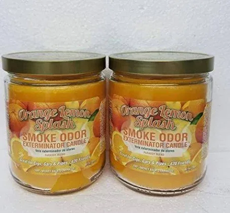 Smoke Odor Exterminator 13oz Jar Candle, Orange Lemon, Pack of 2