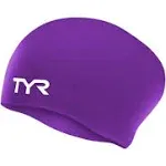 TYR Long Hair Wrinkle-Free Silicone Swim Cap Purple