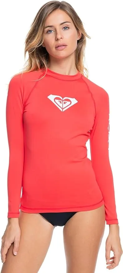 Roxy Women's Rash Guard Whole Hearted UPF 50+Long Sleeve Sun Protection Swim Shirt-Quick Dry Rashguard