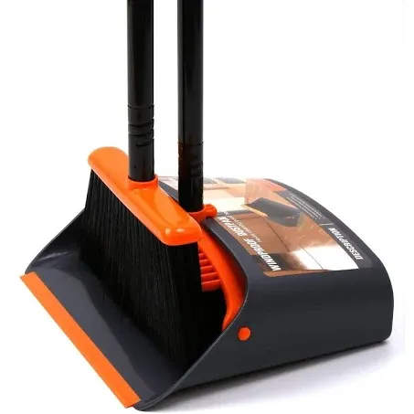 TreeLen Dustpan and Broom/Dustpan Cleans Broom Combo with 52" Long Handle for Home Kitchen Room Office Lobby Floor Use