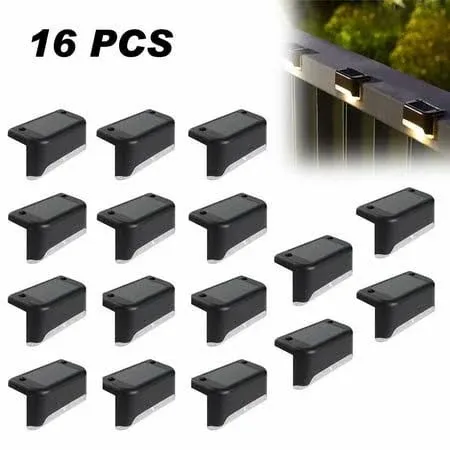 Solar Deck Lights 16 Pcs, Solar Step Lights Outdoor Waterproof Led Solar Fence ...