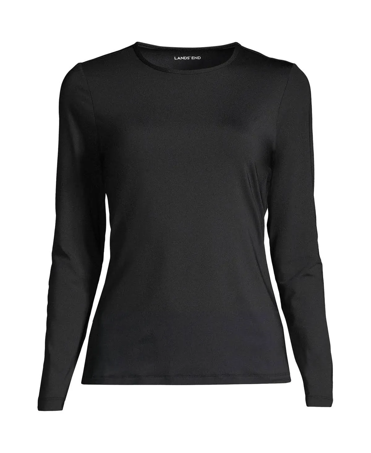 Lands' End Women's Long Crew Neck Long Sleeve Rash Guard UPF 50 Swim Tee