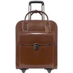 McKlein Uptown Leather Wheeled Laptop Briefcase - Brown