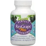 Perfect ResGrape Resveratrol Max - 99% Trans-Resveratrol & Whole Food Organic Muscadine Grapes - 60 Vegetable Capsules