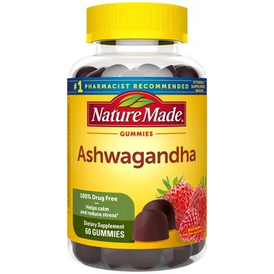 Nature Made Ashwagandha Gummies, Vegan, KSM 66 Ashwagandha for Stress Support, 60 Count, 30 Day Supply