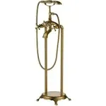 CASAINC 3-Handle Claw Foot Tub Faucet Brass with Hand Shower Head in Brushed Brass