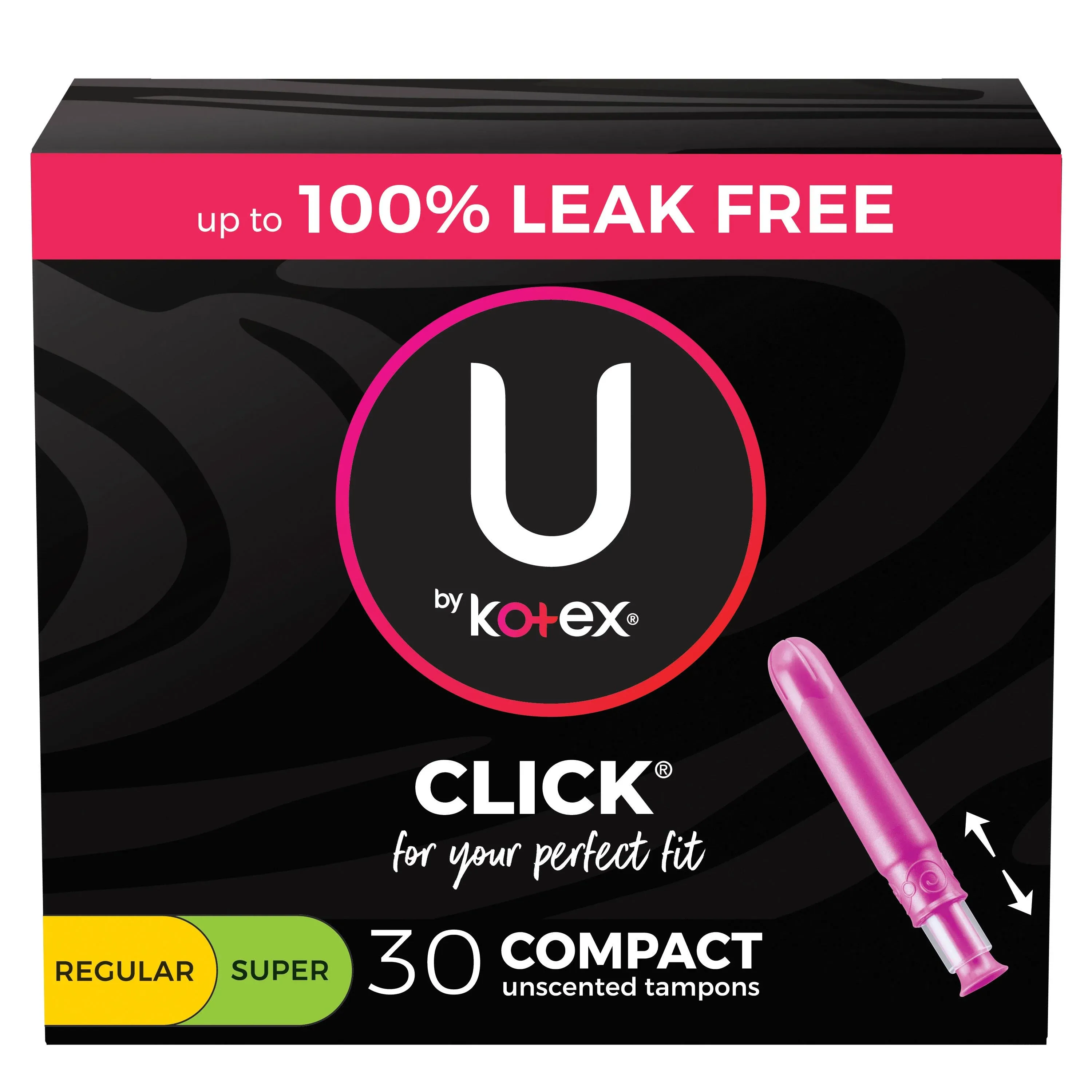 U by Kotex Click 30 Compact Tampons (15 regular and 15 super) unscented - NEW