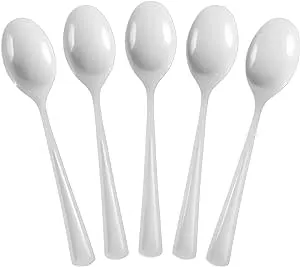 Exquisite Heavy Duty Disposable White Plastic Spoons - 50 Ct.