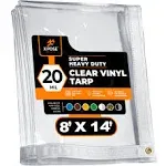 Xpose Safety CVT20-814-X 8' x 14' Clear Vinyl Tarp - 20 Mil Super Heav