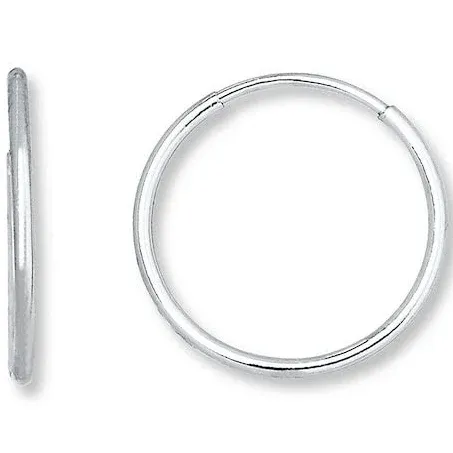 14K White Gold Endless Hoop Earrings