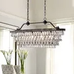 Edvivi 4-Light Antique Bronze Rectangular Linear Crystal Chandelier