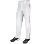 Champro BP91U Triple Crown Open Bottom Pant with Piping - White Scarlet - Adult M