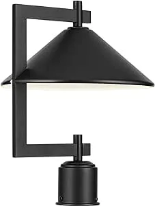 KICHLER Ripley 16" 1-Light Outdoor Post Light in Black for Driveways, and Walkways, Dark-Sky Compliant(16" x 12"), 49063BKT