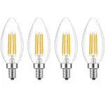 Lamsky E14 Base LED Filament Candle Shape Light Bulb,E14 European Base Bulb,Warm White 2700K 400lm 40W Equivalent,C35 Clear Glass Torpedo Shape