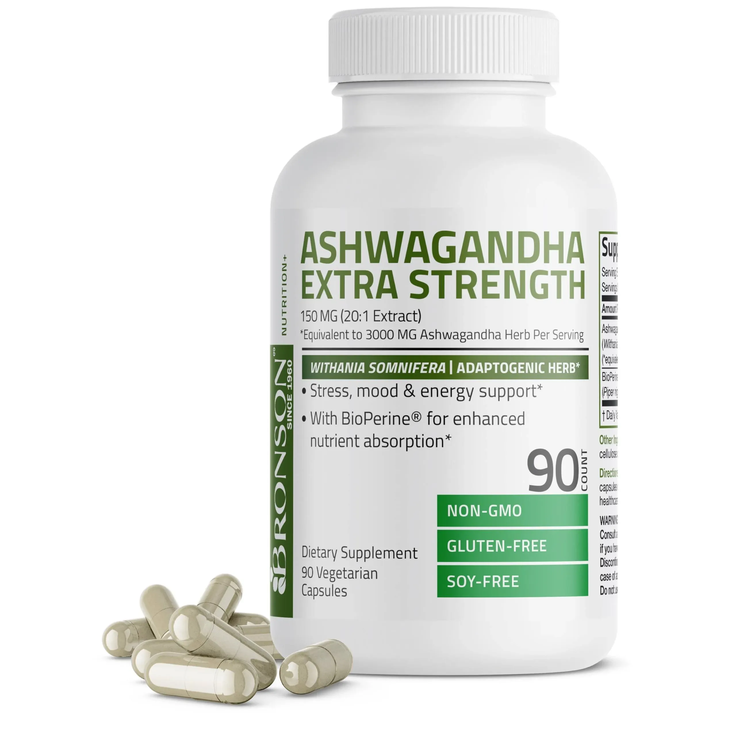 Bronson Ashwagandha Extra Strength Stress & Mood Support with BioPerine