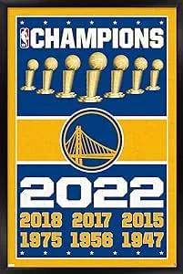 NBA Golden State Warriors - Champions 22 Wall Poster, 14.725 inch x 22.375 inch Framed, FR22957BLK14X22EC